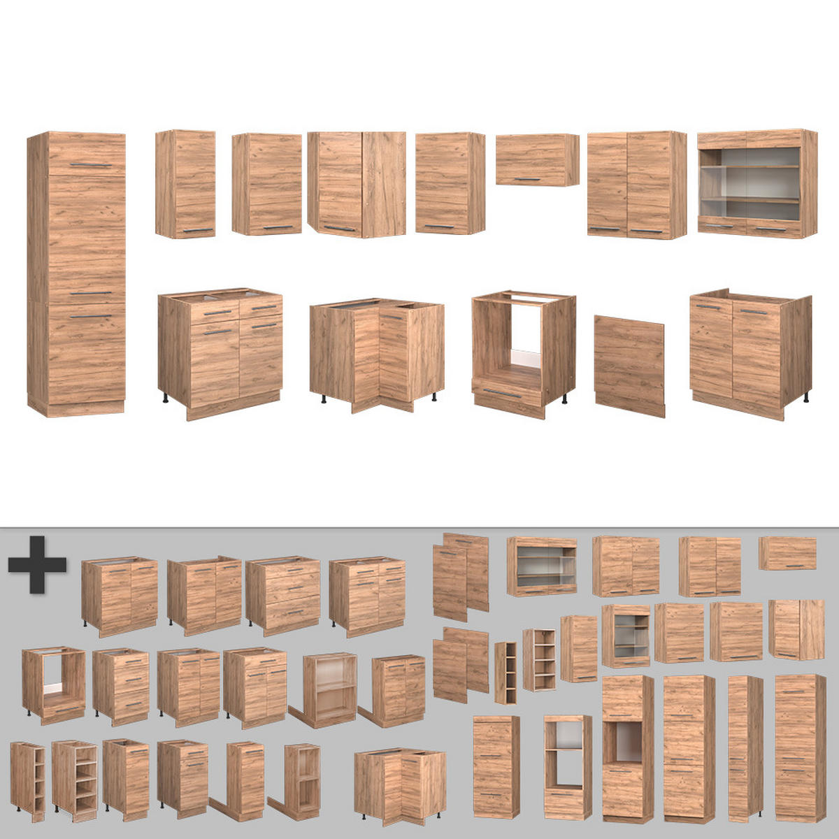 ROHOVÁ KUCHYŇ Fame-Line Zlatý mocný dub - medově dubová, kompozitní dřevo (227/81.6/60cm) - Vicco