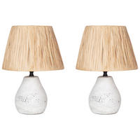 TISCHLAMPE 2-er Set Keramik Cremeweiß Arwadito - Weiß/Naturfarben, Keramik (23/14/31cm) - Beliani