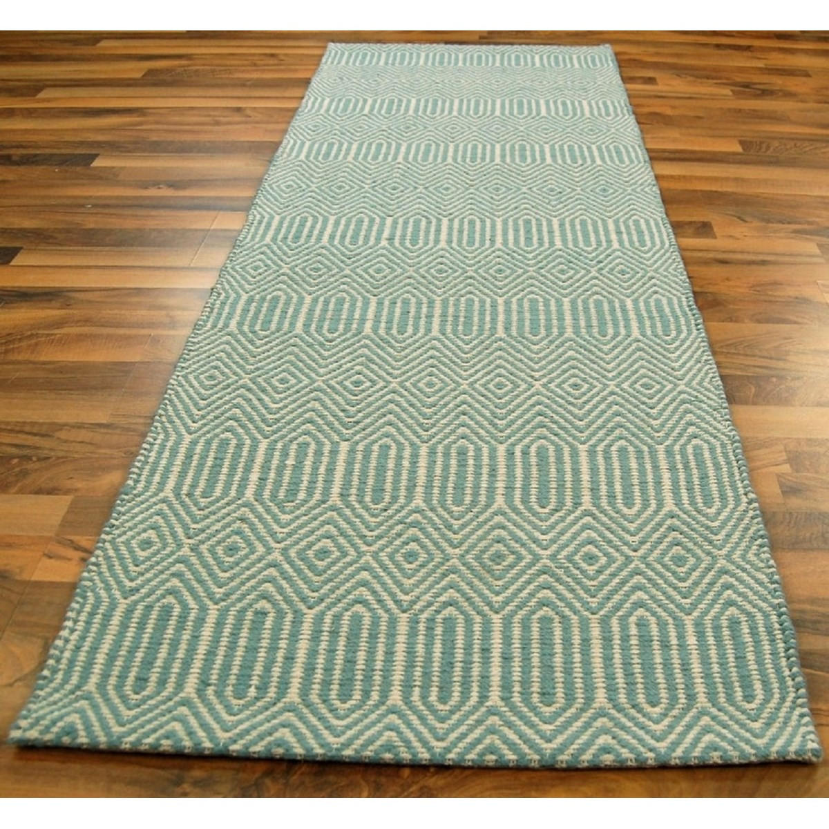 TEPPICH Moderner aus Wolle und Baumwolle SILWAN Grün 66 x 200 cm - Grün, Naturmaterialien (66/200cm) - Novatrend