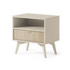 NACHTTISCH Firr S54, Sandbeige, Skandi-Fischgrätmuster, Schlafzimmer, 1 Schublade, 1 Ablage, Goldgriffe - Beige, Holzwerkstoff (54/54/38cm) - Bettso