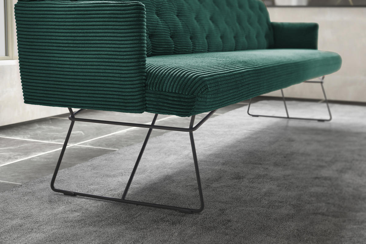ESSZIMMERBANK CHARME Smaragdgrün Cord - Smaragdgrün, Textil (166/85/69cm) - KAWOLA