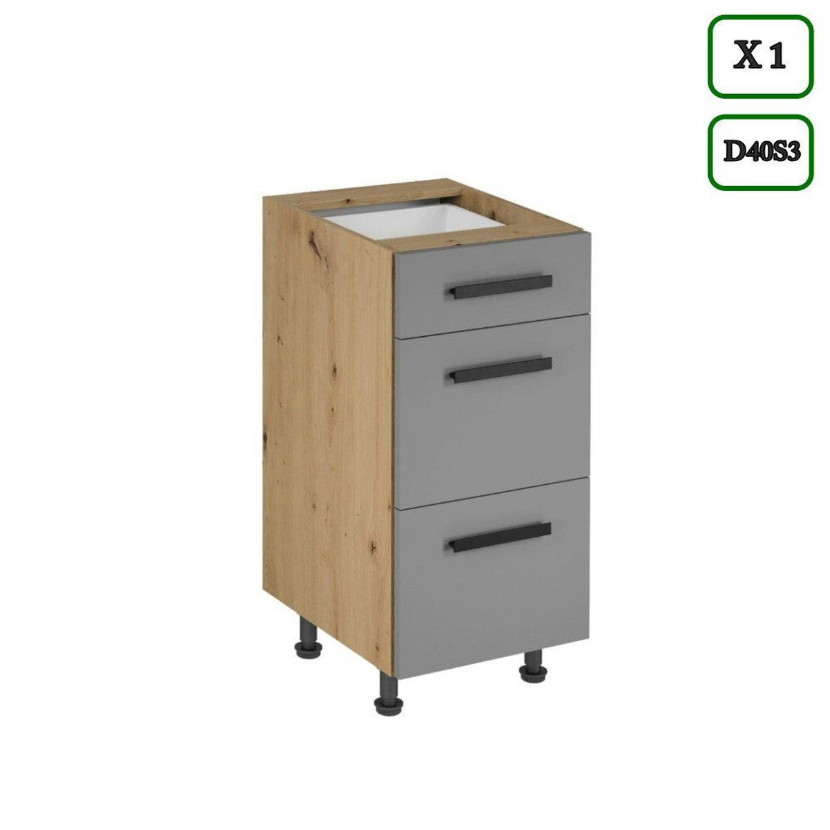 KÜCHENZEILE 260 cm – LangenK97-M260 - in Beige/Matt - Beige/Schwarz, Holzwerkstoff/Metall (260/212/52cm)