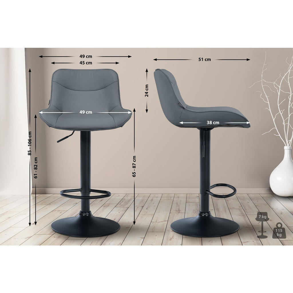 Thumbnail - CLP Barhocker, Grau, Textil, 49x85x51 cm, Esszimmer, Barmöbel, Barhocker