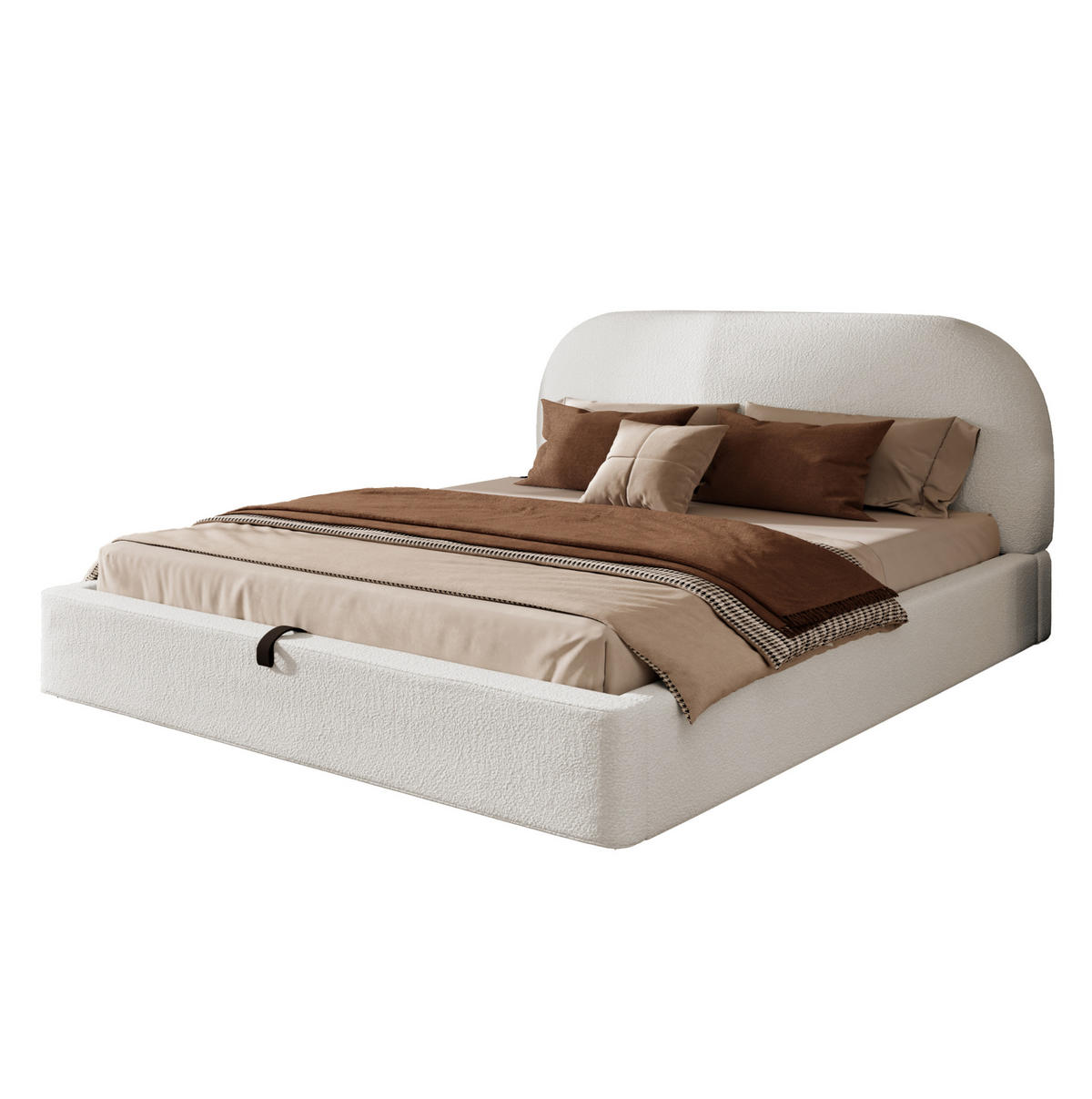 POLSTERBETT 180/200 cm mit hydraulischem Stauraum, Lattenrost und abnehmbarem Bouclé-Bezug, Beige - Beige, Textil (180/200cm) - Redom