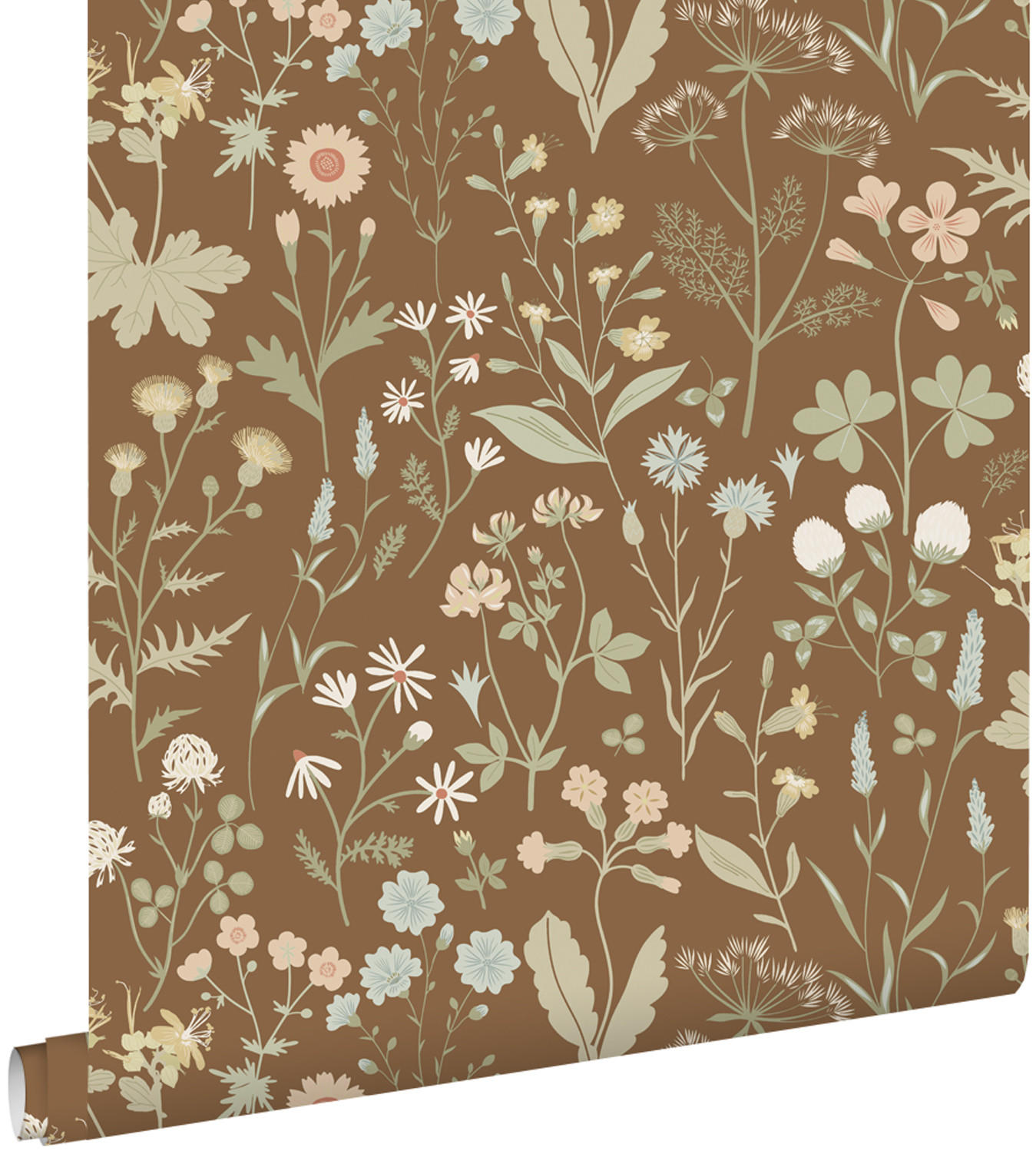 TAPETE Feldblumen 50 x 900 cm - Braun, Papier (50/900cm) - ESTAhome