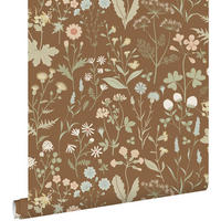 TAPETE Feldblumen 50 x 900 cm - Braun, Papier (50/900cm) - ESTAhome