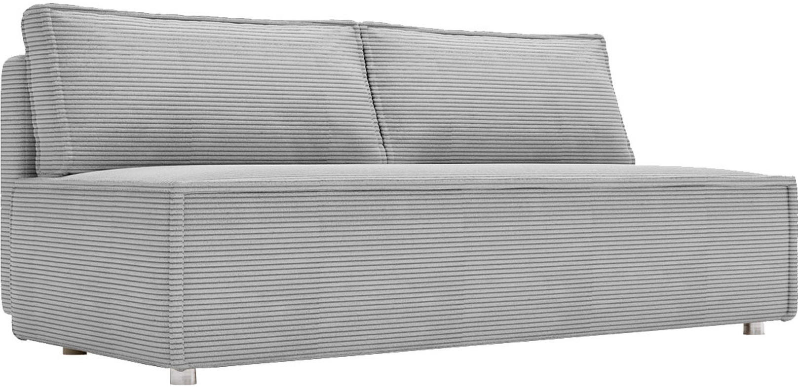 SCHLAFSOFA Diana mit Bettkasten, Hellgrau 200/89/100 cm - Edelstahlfarben/Silberfarben, Textil/Metall (200/89/100cm) - WFL GROUP
