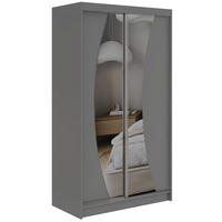 SCHWEBETÜRENSCHRANK 120 - VERONA - Grau mit Spiegel - Alufarben/Grau, Holzwerkstoff/Metall (120/216/61cm) - MKS