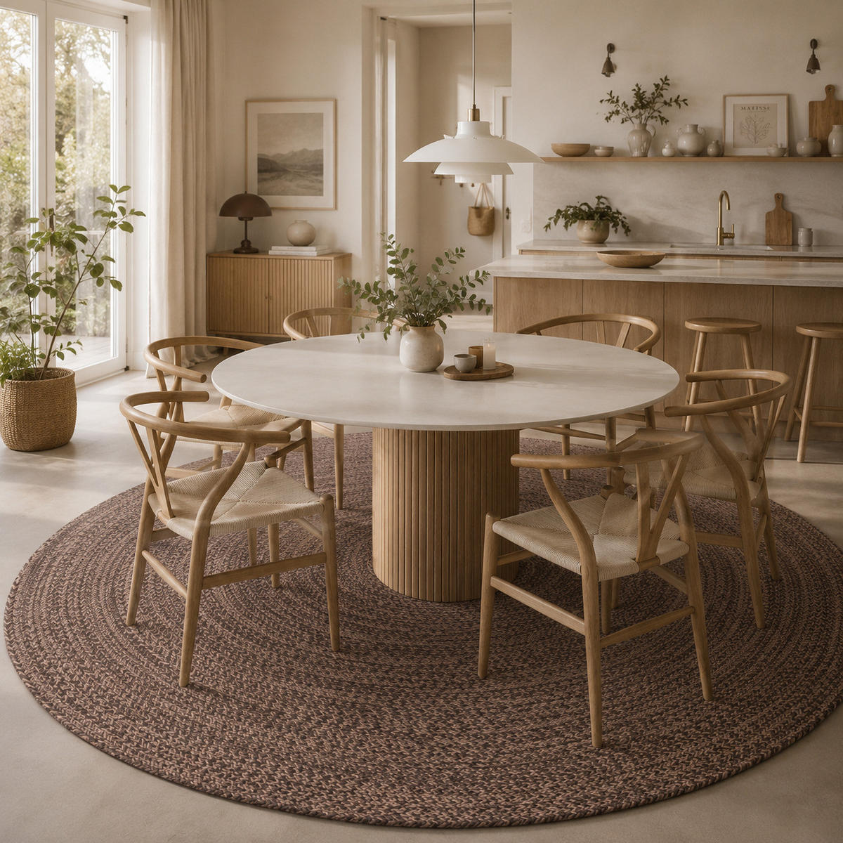 NATURFASER TEPPICH HANDGEFERTIGT JUTE KAYA RUND - Braun, Textil (200/200cm) - Pergamon