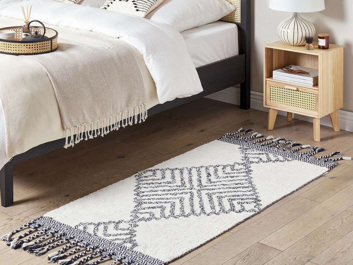 KURZFLOR-TEPPICH Eray 150/80 cm - Weiß, Textil (80/150cm) - Beliani