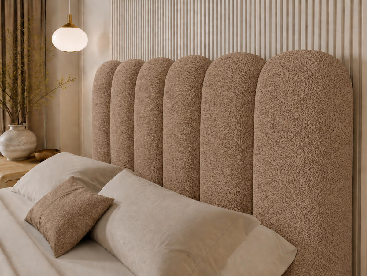 BOXBETT CUDDLE 160x200 cm in Braun, Bettkasten, Topper, Bouclé-Stoff - Braun, Holz/Textil (160/200cm) - EMLAR Home