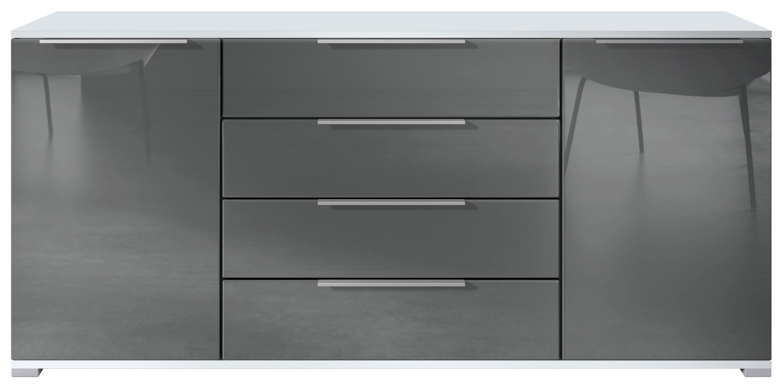 SIDEBOARD Linio Grau Hochglanz - Grau, Holzwerkstoff (166.5/75.5/35cm) - Vladon