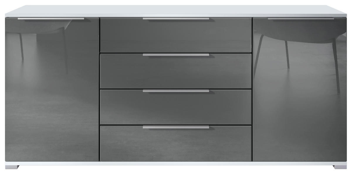 SIDEBOARD Linio Grau Hochglanz - Grau, Holzwerkstoff (166.5/75.5/35cm) - Vladon