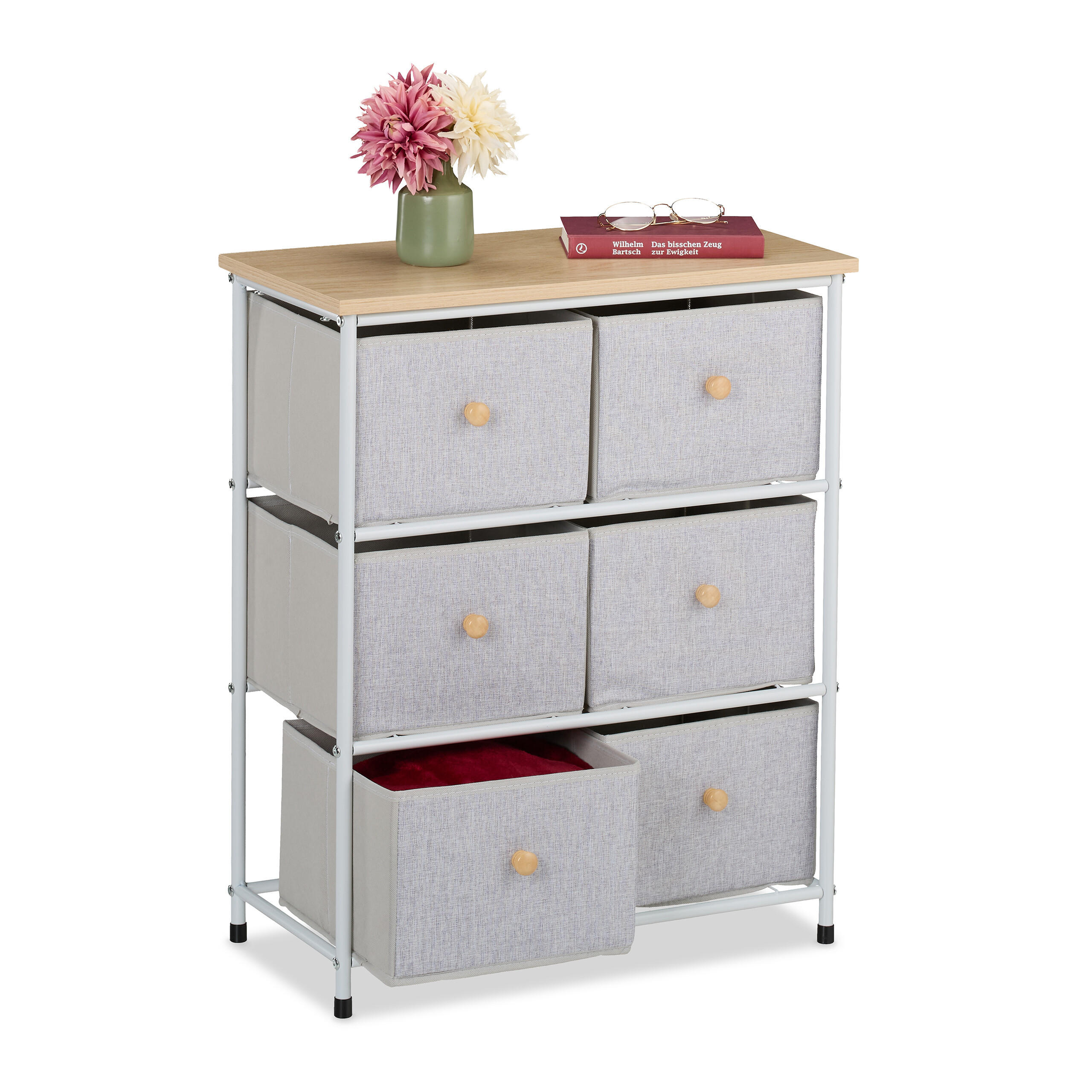 KOMMODE - Multicolor/Braun, Holz/Holzwerkstoff (60/73/32cm) - Relaxdays