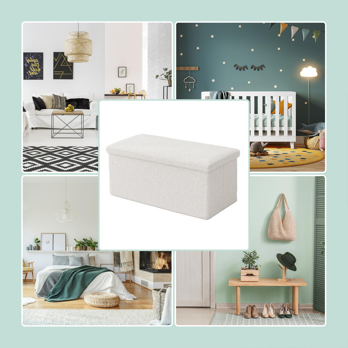 SITZBANK - Weiß, Holzwerkstoff/Textil (38/76/38cm) - Relaxdays