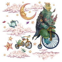 WANDAUFKLEBER 130x174cm - Märchentiere - Multicolor, Kunststoff (130/174/0.1cm) - Wallfluent