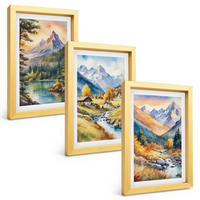 BILDER SET 3er Set - 20x30 cm Goldrahmen - Berglandschaft mit einem Fluss - Goldfarben, Kunststoff (20/30cm) - TULUP