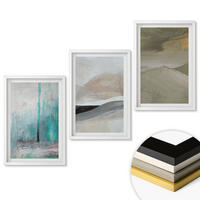 WANDBILDER 3er-Set - 40x60 cm Weißer Rahmen - Gemalte abstrakte Dekorationen - Weiß, Kunststoff (40/60cm) - ArtPrintCave