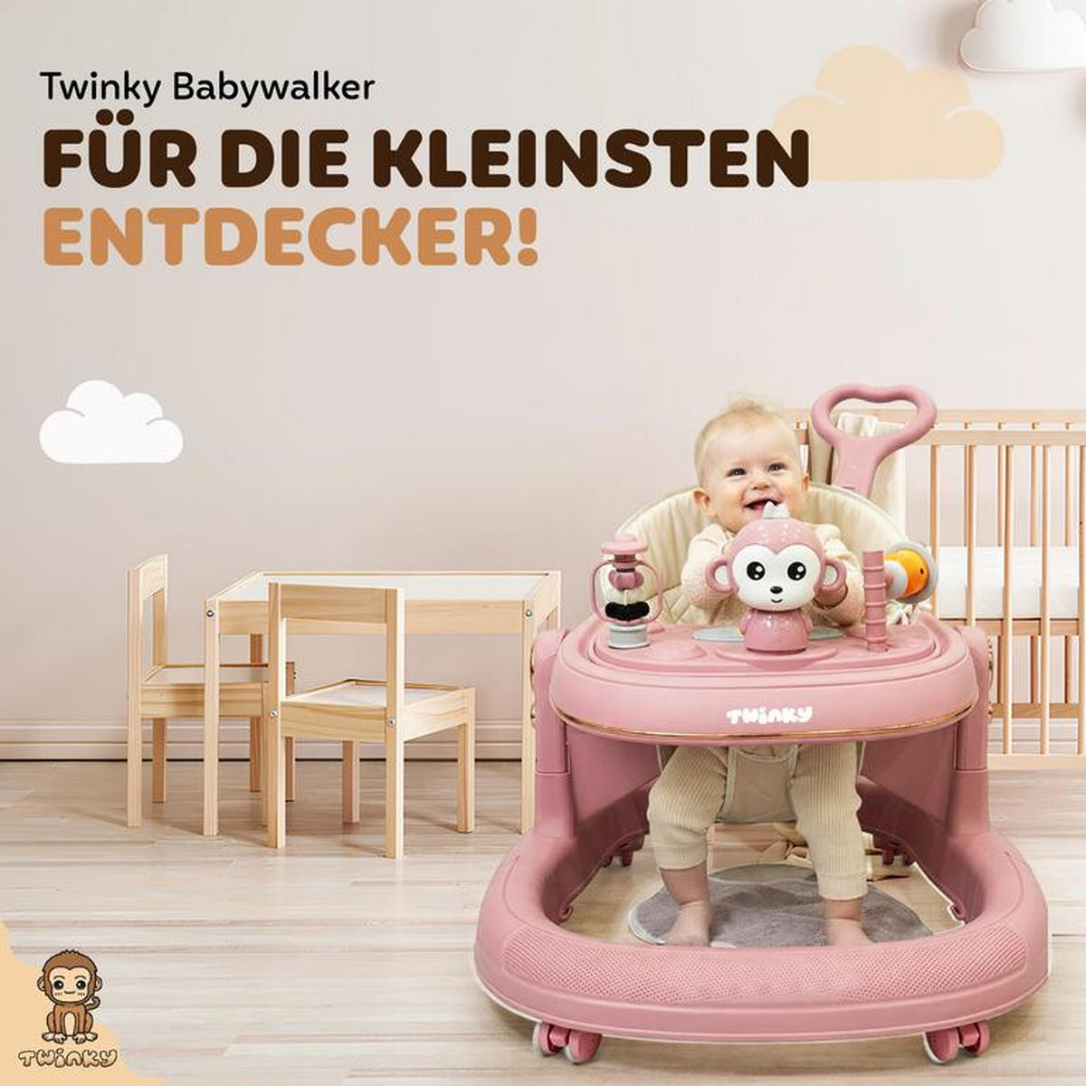 LAUFLERNHILFE GO 3 in 1 Rosa - Lauflernwagen mit Spielset und Zubehör - Pink, Kunststoff (70/70cm) - Twinky