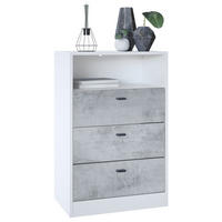 KOMMODE Pino Fronten in Beton Oxid Optik - Hellgrau, Holzwerkstoff (56/86.5/36cm) - Vladon