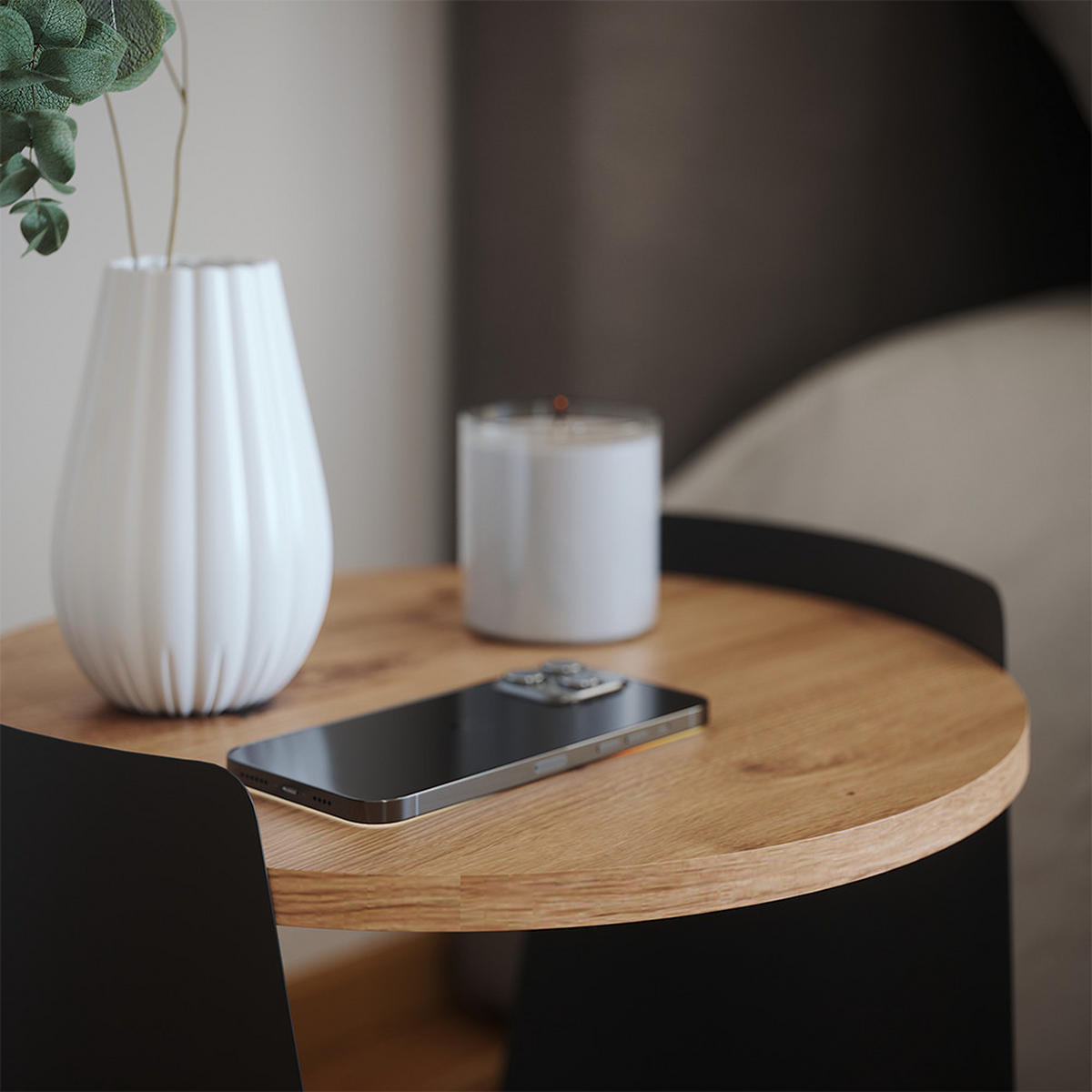 KONFERENČNÍ STŮL Lofta Černá 40 x 40 cm - černá/barva dubu, kompozitní dřevo (40/40/46cm) - Vicco