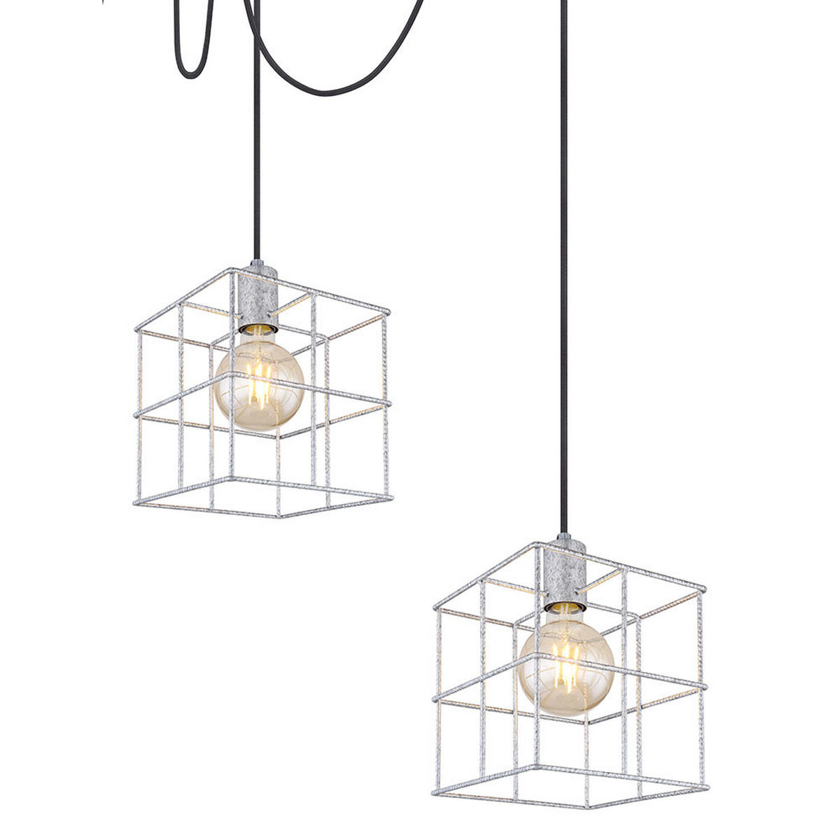 HÄNGELEUCHTE Metall Silber 3 Flammig Gitterschirme - Silberfarben, Metall (20/20/150cm) - Globo Lighting