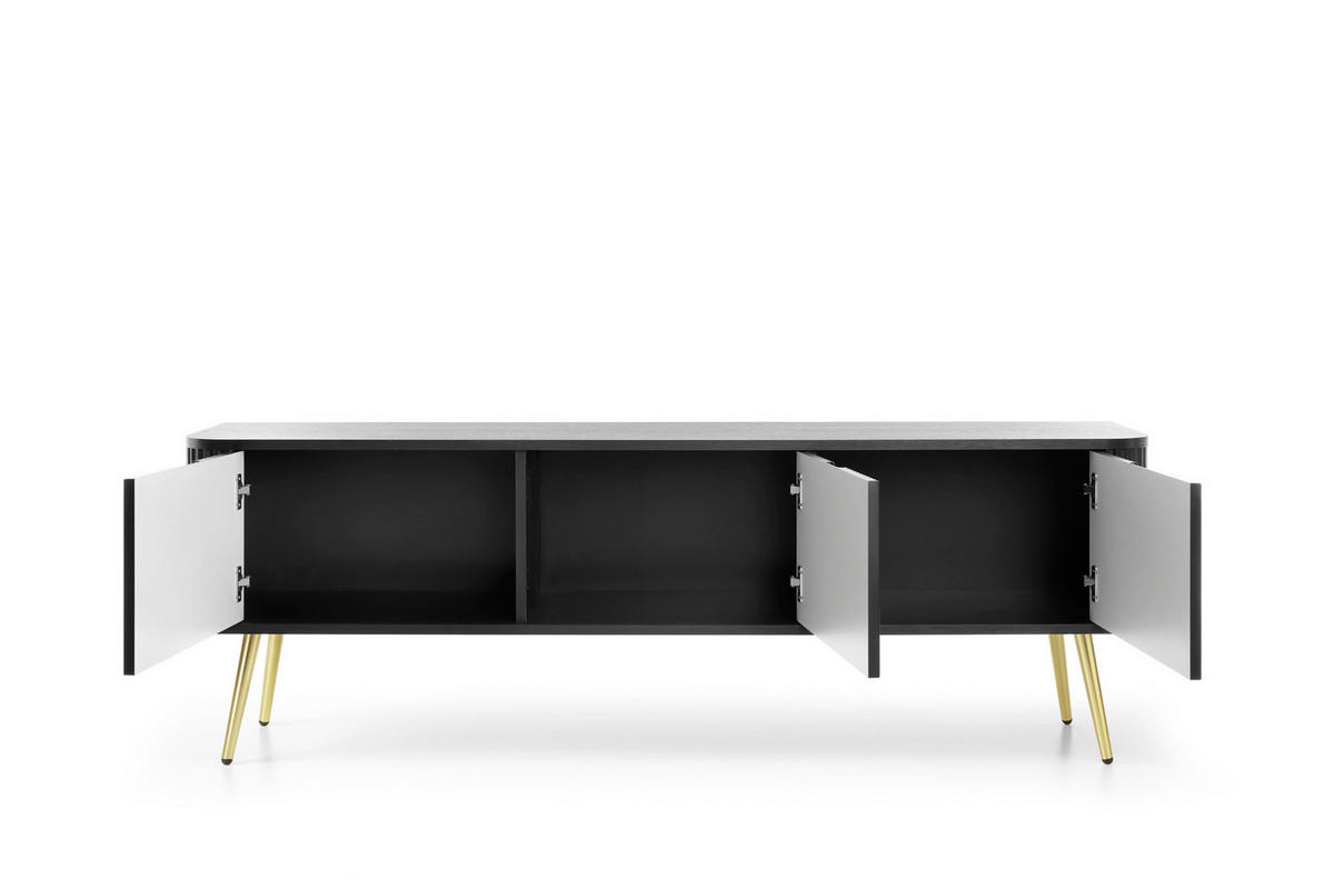 TV-LOWBOARD MODERNO 168/56/39 in Schwarz/Gold - Goldfarben/Schwarz, Holzwerkstoff (168/56/39cm) - Deine Möbel 24