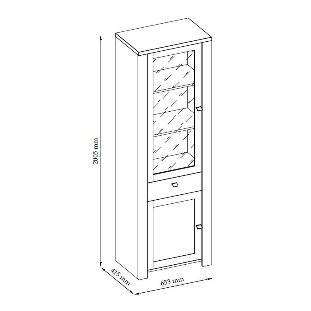VITRINE Latour grau / Eiche Delano 65 / 42 / 200cm - Braun/Grau, Holz/Holzwerkstoff (65/200/42cm) - Feldmann-Wohnen