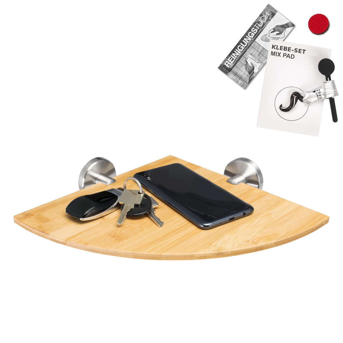 ECK-WANDABLAGE PIAZZA, Edelstahl, inkl. Klebeset - Braun, Metall (35/6/25cm) - bremermann