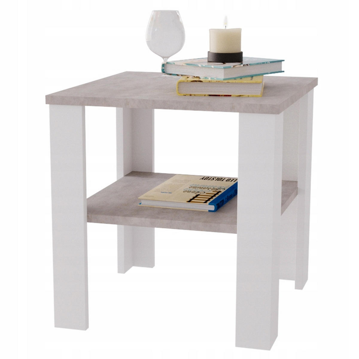 COUCHTISCH Lara53 53/47/53 - Weiß/Grau, Holzwerkstoff (53/53/47cm) - RAUMHIRSCH FURNITURE