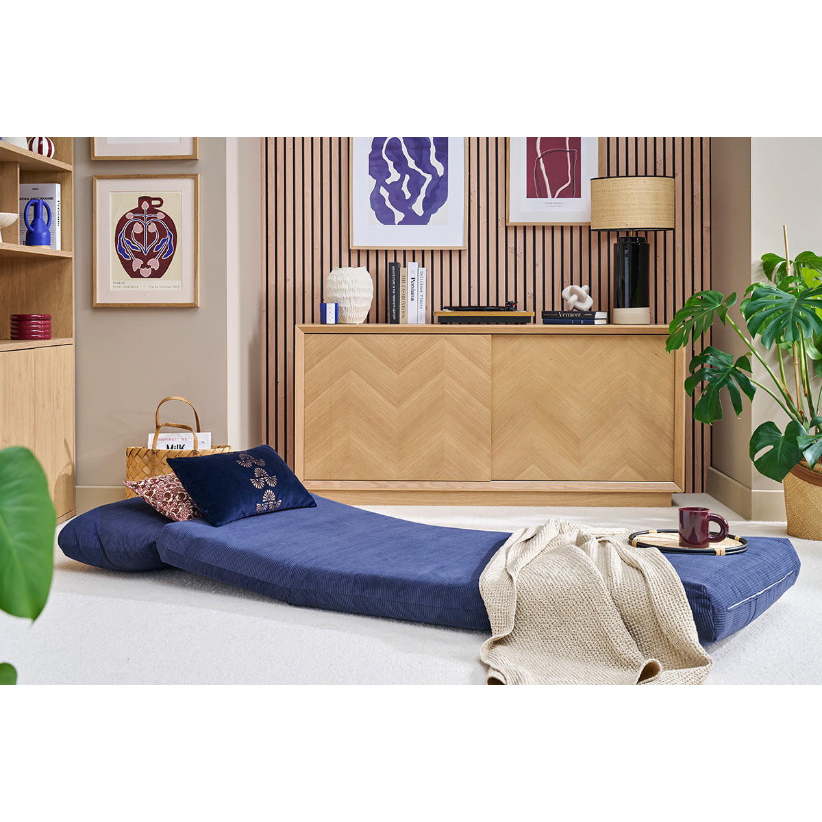 KUSCHELSESSEL 1-Sitzer Cord Dunkelblau Wandelbar SPENCER - Dunkelblau, Textil (82/62/82cm) - Miliboo