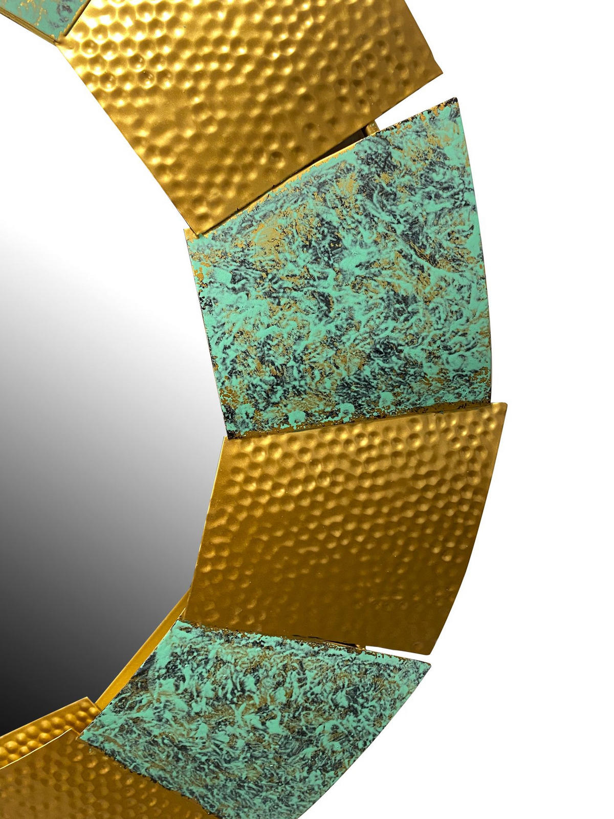 WANDSPIEGEL Rund Metall Burnt Gold 63 cm Hammerschlag-Optik - Goldfarben, Glas (63/63/4cm) - KADIMA DESIGN