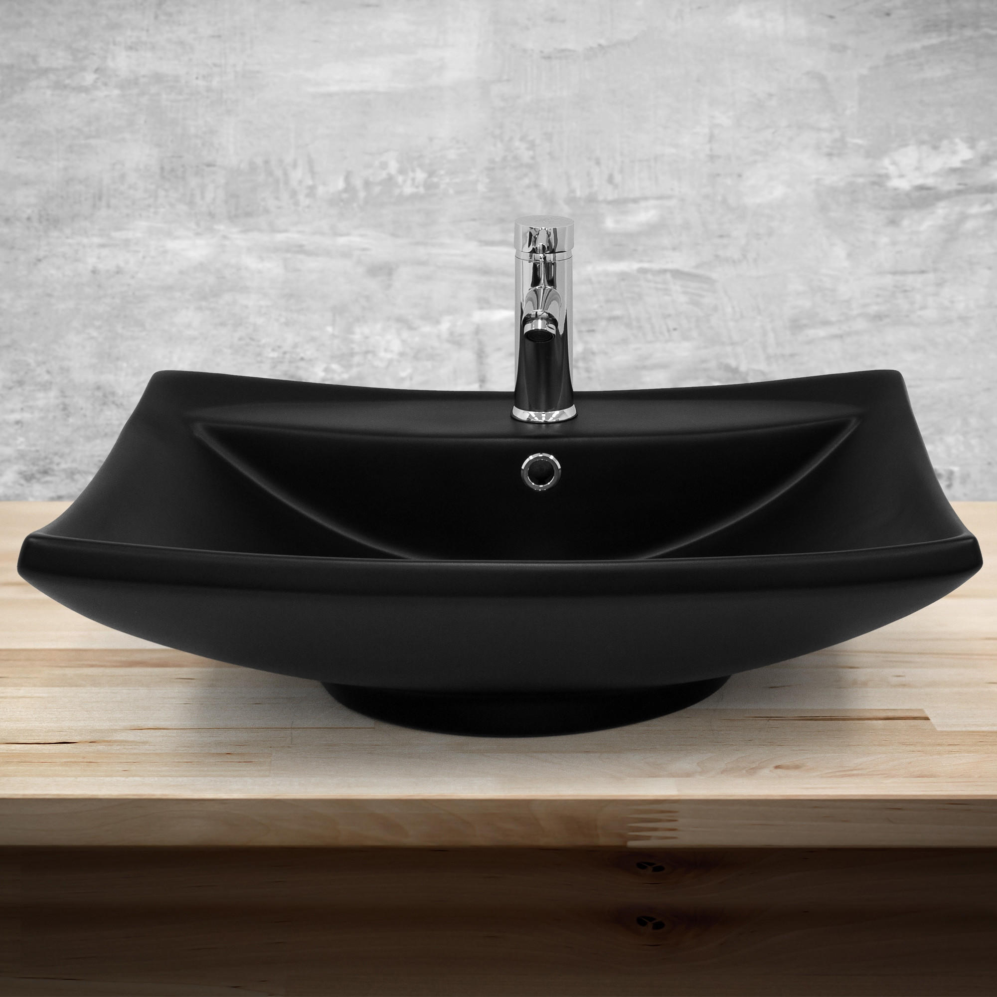 WASCHBECKEN - Schwarz, Keramik (45.5/18.5/61cm) - ML-DESIGN