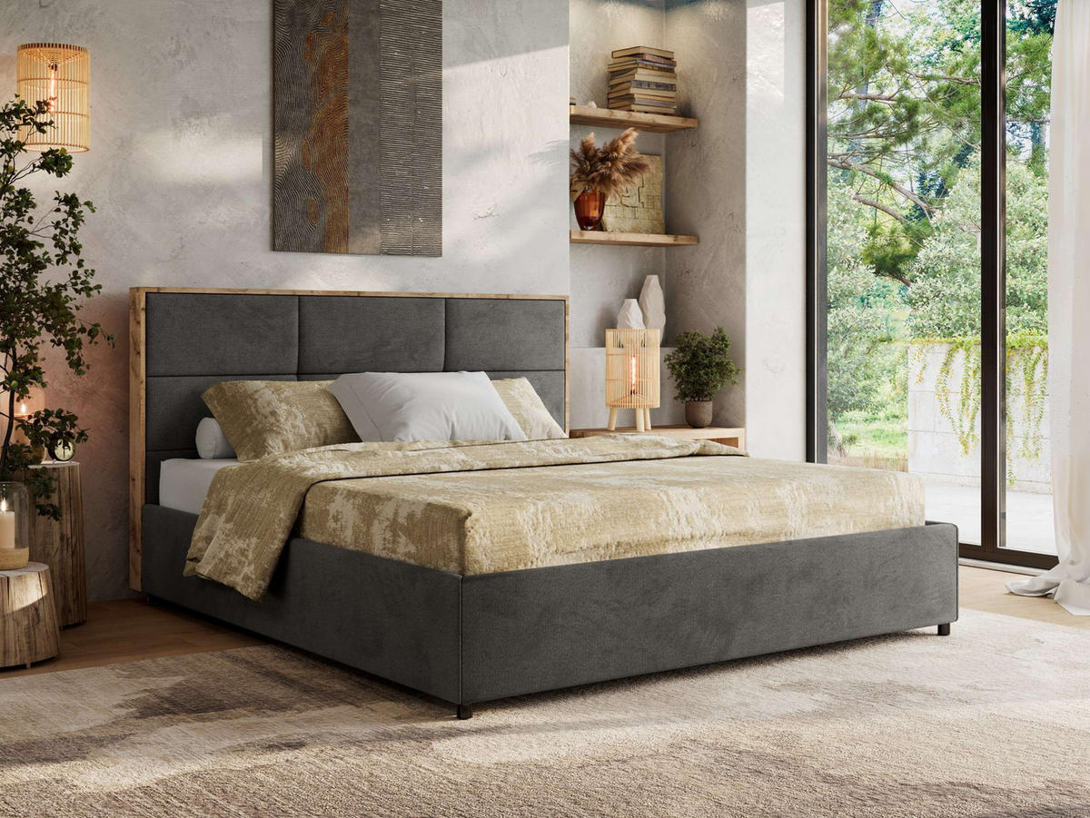 POLSTERBETT LERIO CLASSIC 160/200 - Dunkelgrau Velvet - ohne Matratze - Dunkelgrau, Textil (160/200cm) - MKS