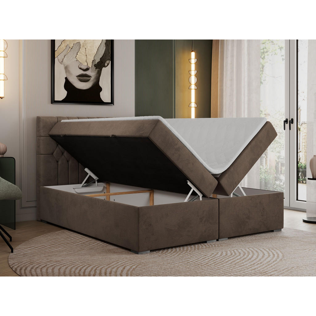 Thumbnail - MKS Boxbett, Braun, Textil, 2-Sitzer, H3, Rechteckig, 120x200 cm, Schlafzimmer, Betten, Boxspringbetten