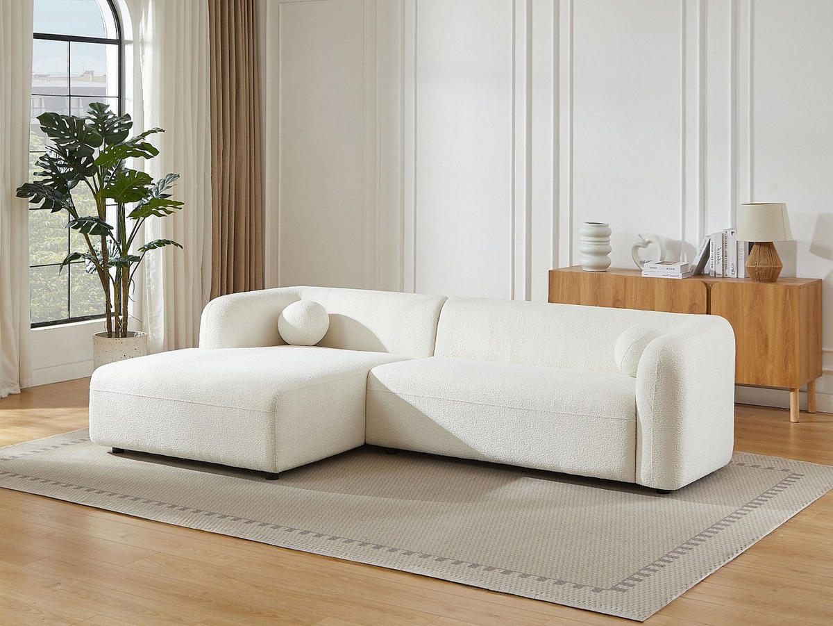 SOFA - 5 Personen - stoff - elfenbeinfarben Ovotas - Weiß, Holz/Textil (270/70/160cm) - Vente-Unique