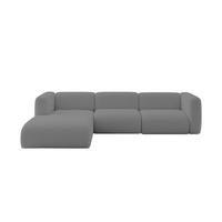 ECKSOFA Ottomane Links MIRA-L2 318x179x89 Grau Bouclé - Platinfarben/Schwarz, Holzwerkstoff/Kunststoff (318/179cm) - ALTDECOR