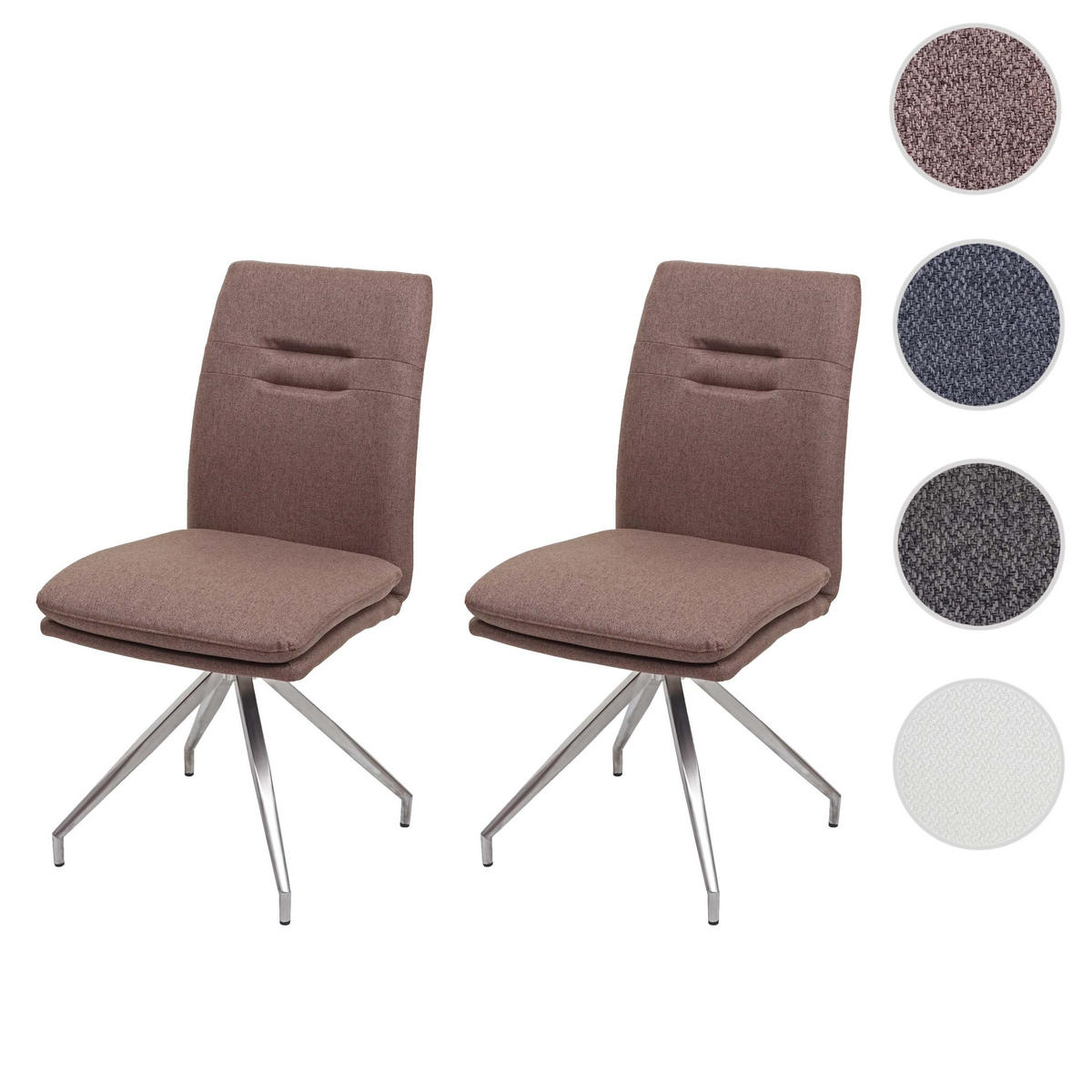 ESSZIMMERSTUHL 2er-Set 90x47x60cm Sitzhöhe 49cm Stoff/Textil Edelstahl gebürstet Dunkelgrau - Dunkelgrau, Textil (47/90/60cm) - CHEFGASTRO