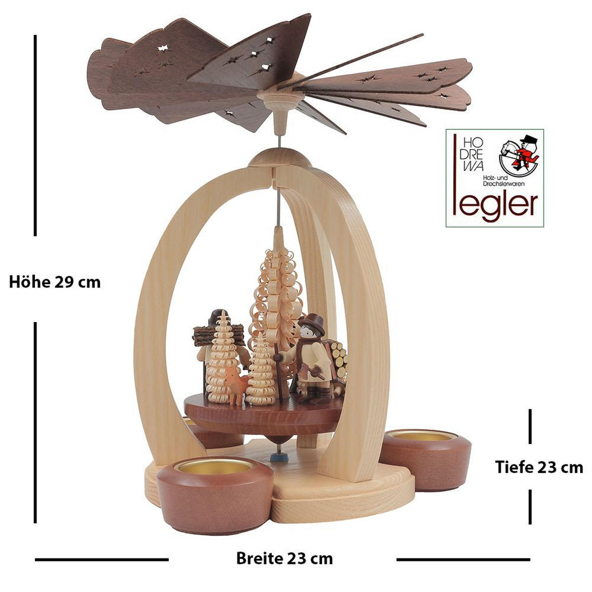TISCH-PYRAMIDE Waldleute 27/27/30 cm - Multicolor, Holz (0.1/30/0.1cm)