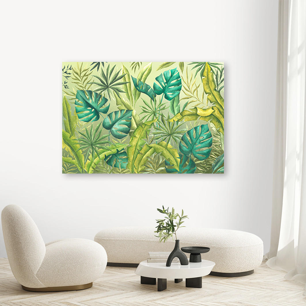 WANDBILD monster's blätter - Beige, Textil (60/40cm) - Feeby