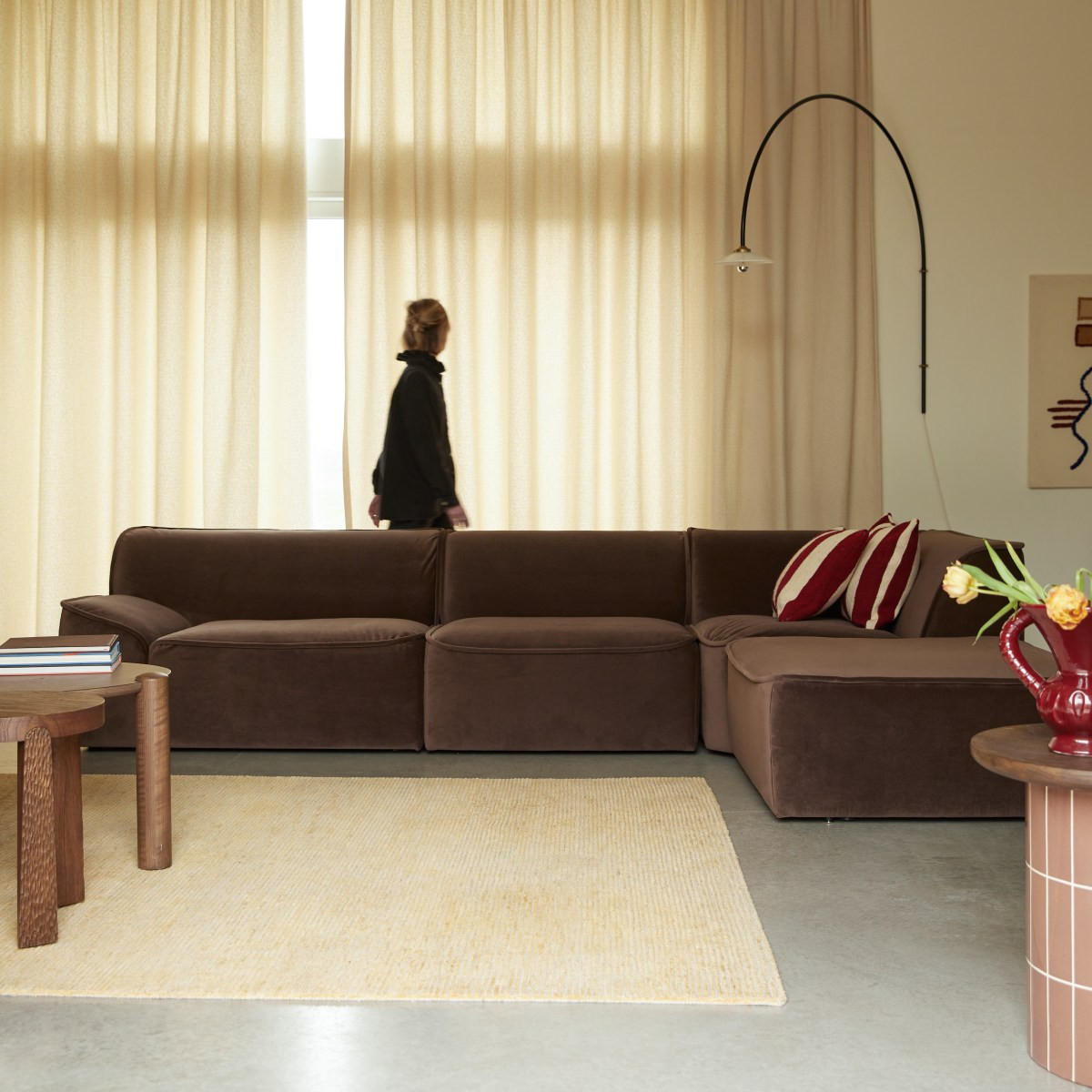 SOFA Quinto Braun aus Stoff - Braun, Textil (315/73/185cm) - Tikamoon