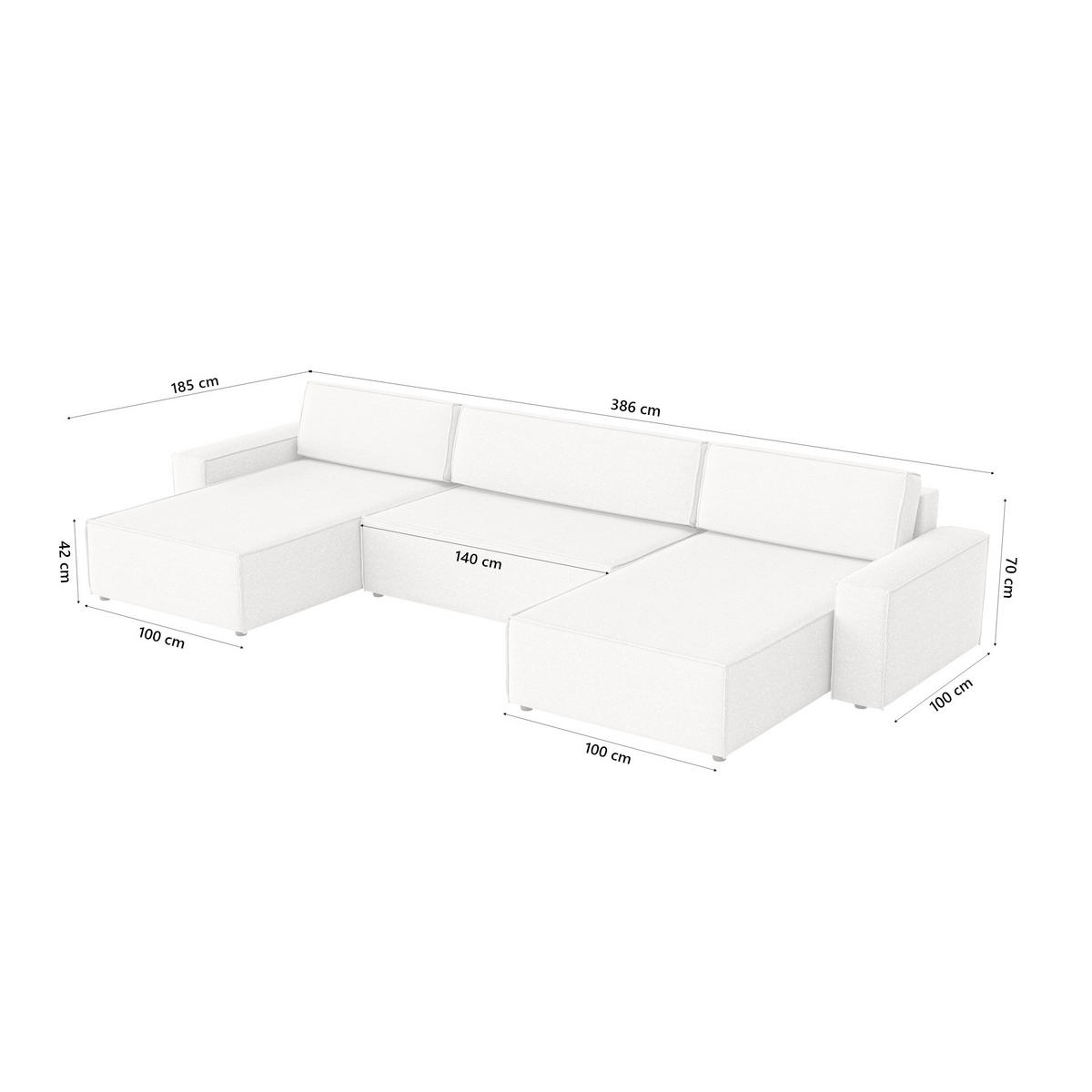 WOHNLANDSCHAFT Lummo U mit Schlaffunktion, Cremeweiß - Weiß, Textil (386/70/185cm) - Fedve