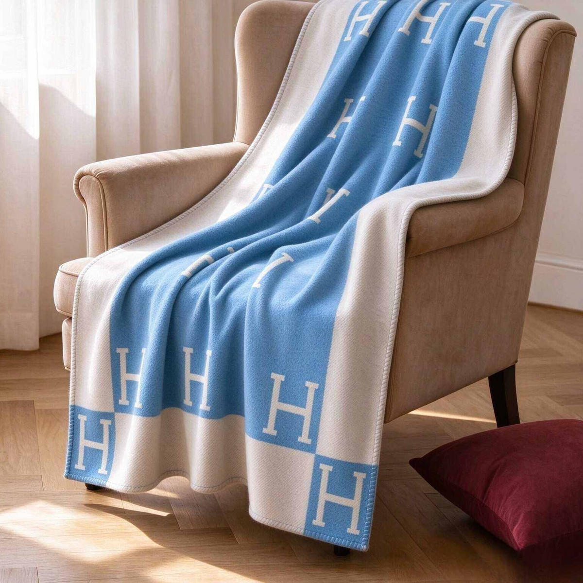 WOHNZIMMERDECKE - 130 x 180 cm - Pastellblau - Pastellblau, Textil (130/180cm)