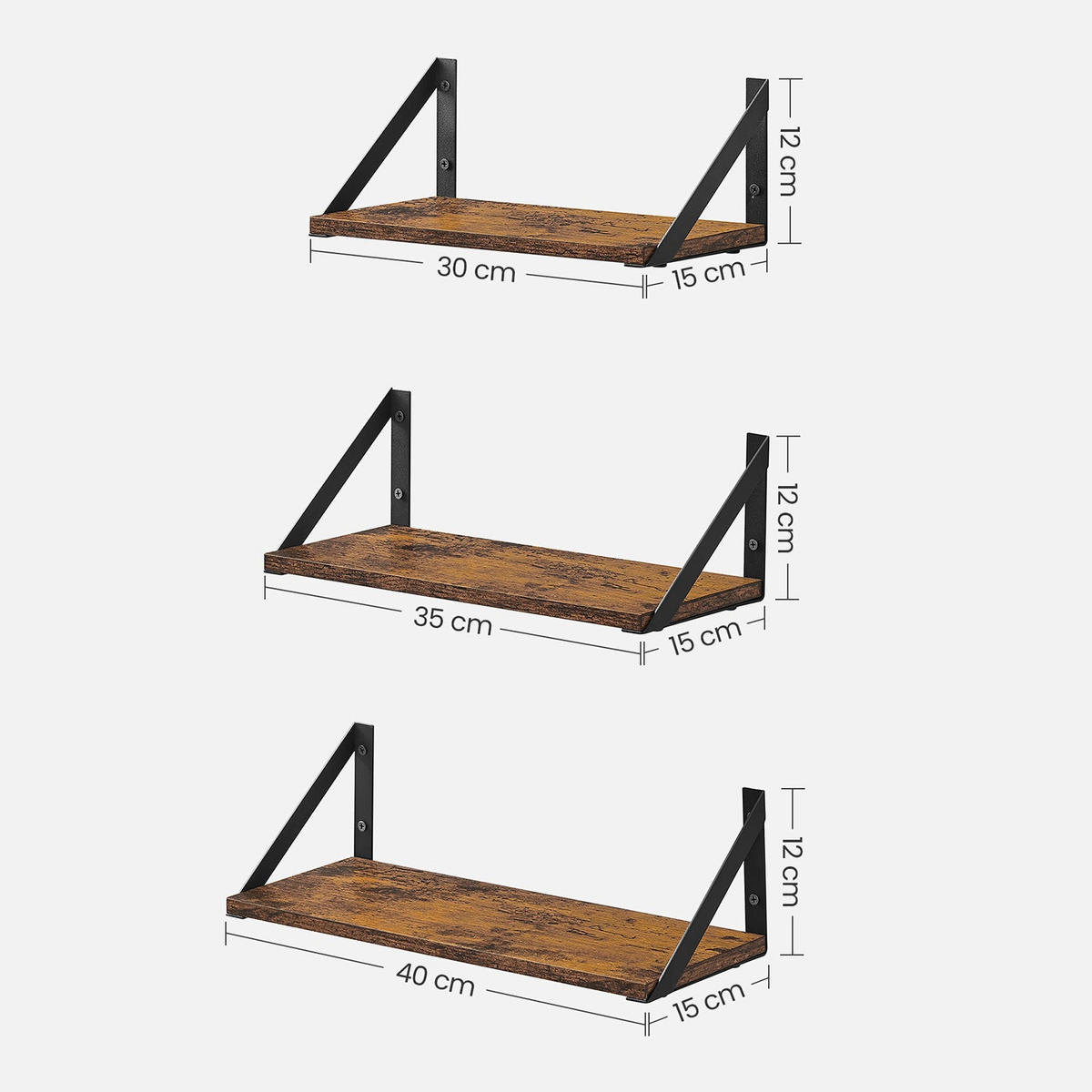 WANDREGAL BANJUL 3ER-SET - Braun, Holzwerkstoff (35/12/15cm) - Hansiro