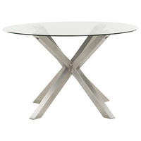 GARTENTISCH Silber Maletto - Transparent/Silberfarben, Glas (120/120/75cm) - Beliani