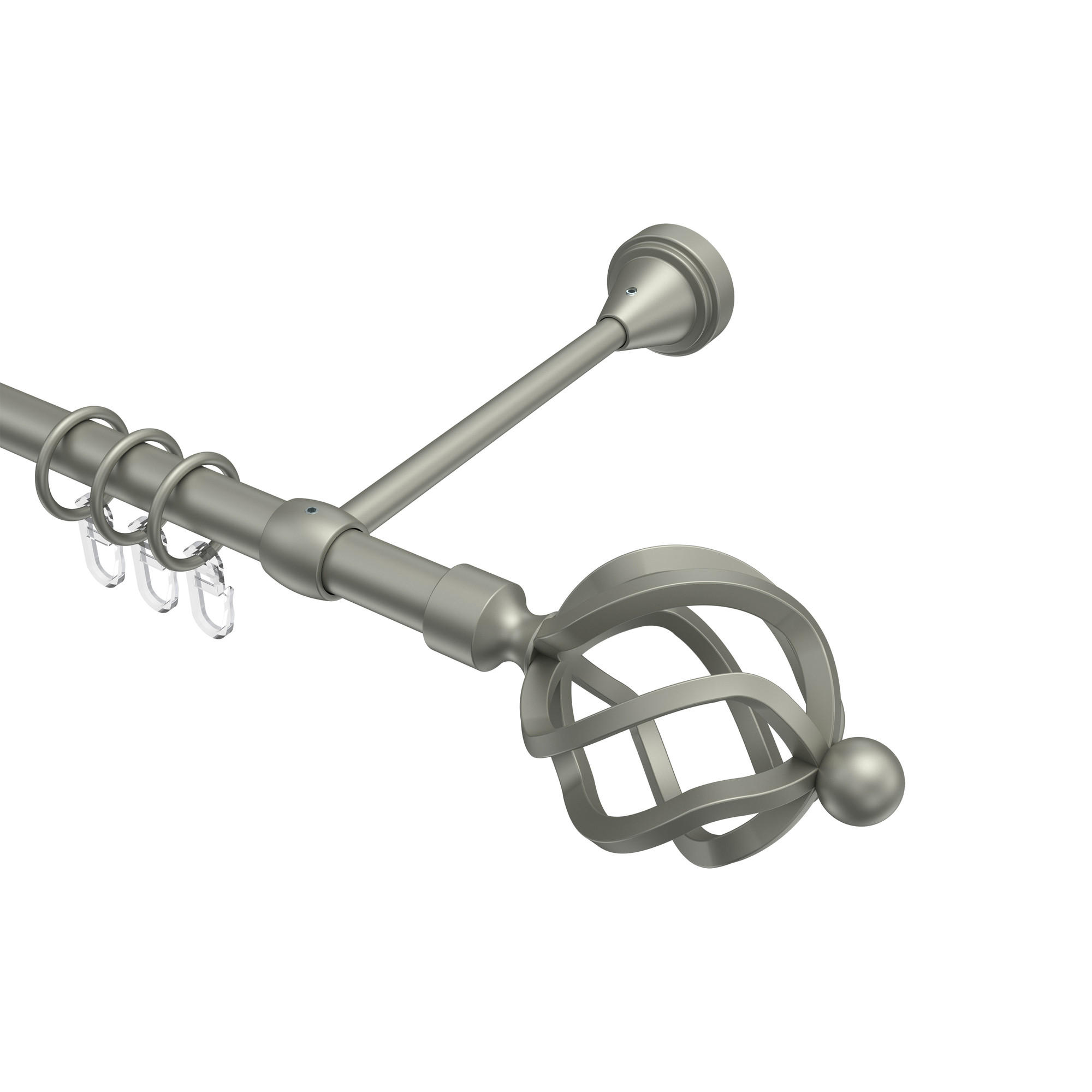 GARDINENSTANGE Primus Paolo 100 cm, 1-läufig, 16 mm Ø Chrom matt - Chromfarben/Nickelfarben, Metall (100cm) - INTERDECO