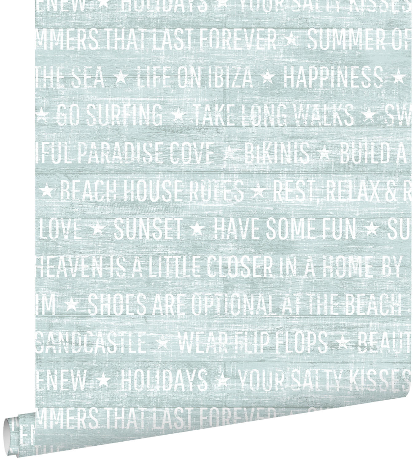 TAPETE sommerliche Texte 53 cm x 10.05 m - Grün, Papier (53/1000cm) - ESTAhome