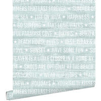 TAPETE sommerliche Texte 53 cm x 10.05 m - Grün, Papier (53/1000cm) - ESTAhome