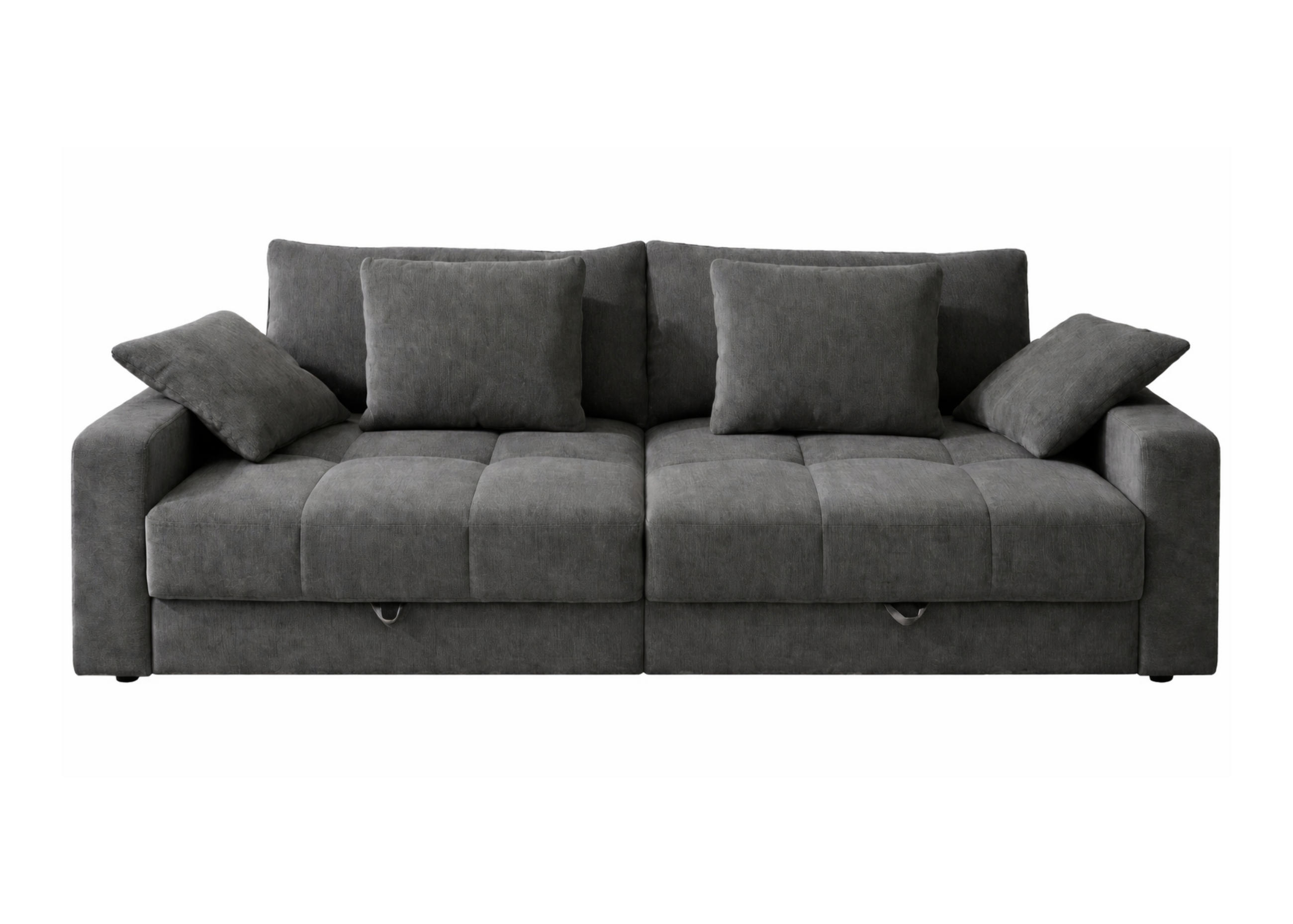 BIG-SOFA mit 2 Bettkästen, viel Stauraum, B274/T113/H84 cm, Liegefläche 103x241 cm, Chenille Grau / 15243 - Schwarz/Grau, Kunststoff/Textil (284/84/113cm) - luma-home