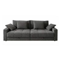 BIG-SOFA mit 2 Bettkästen, viel Stauraum, B274/T113/H84 cm, Liegefläche 103x241 cm, Chenille Grau / 15243 - Schwarz/Grau, Kunststoff/Textil (284/84/113cm) - luma-home